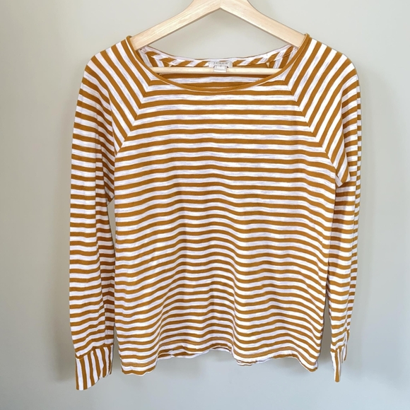 J. Crew Brown and White Stripe Long-Sleeve Shirt Small - Picture 2 of 7